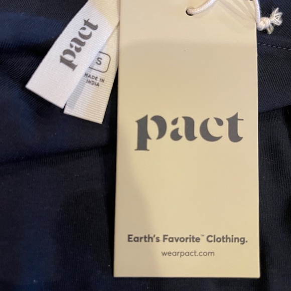 NEW! Pact Midnight Blue Belted Fit and Flare Faux Wrap Dress Size Small NWT! - Picture 7 of 10